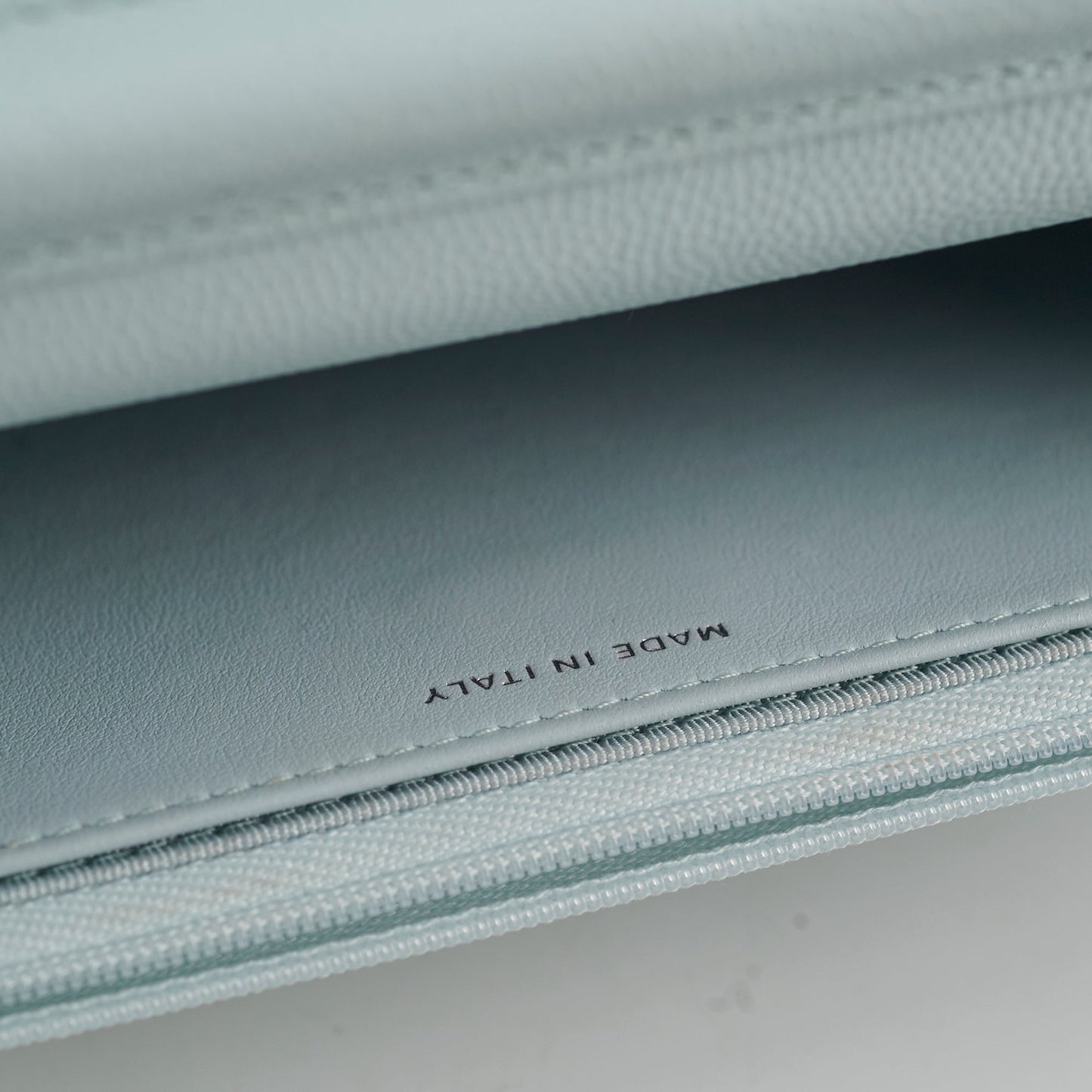 Chanel Caviar Wallet On Chain WOC Light Blue - Microchip