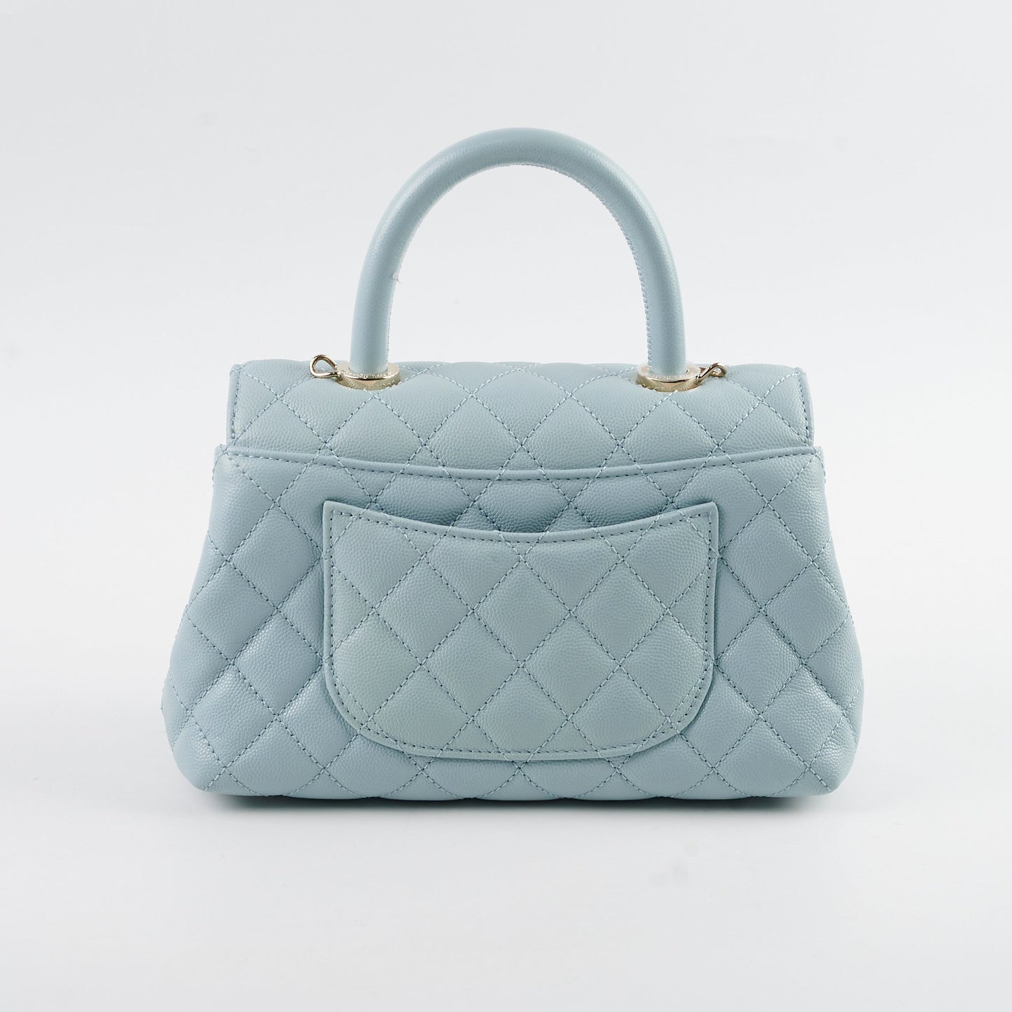 Chanel Caviar Small Coco Handle Light Blue Microchip