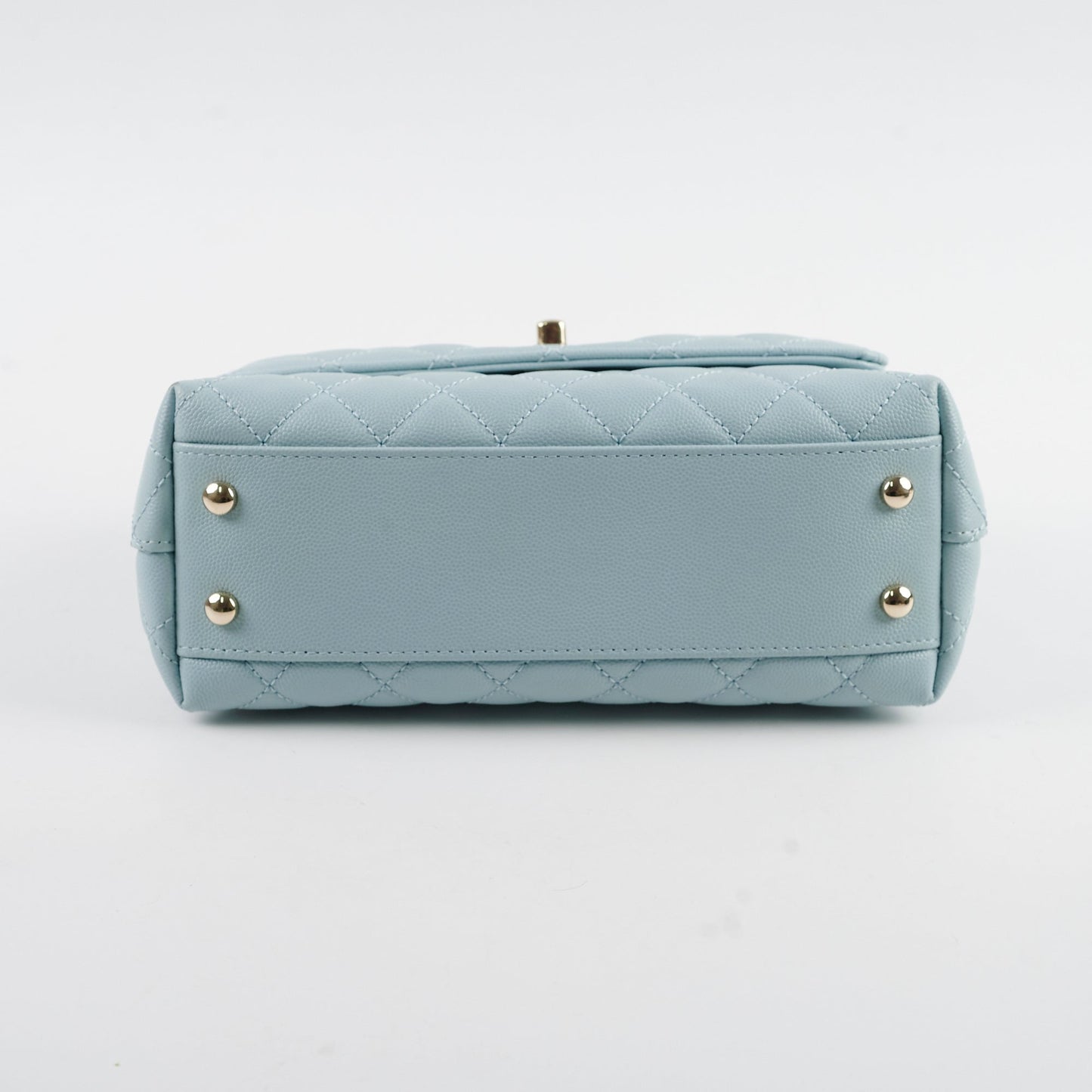 Chanel Caviar Small Coco Handle Light Blue Microchip