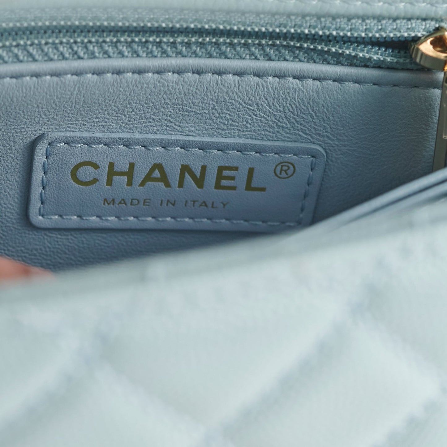 Chanel Caviar Small Coco Handle Light Blue Microchip