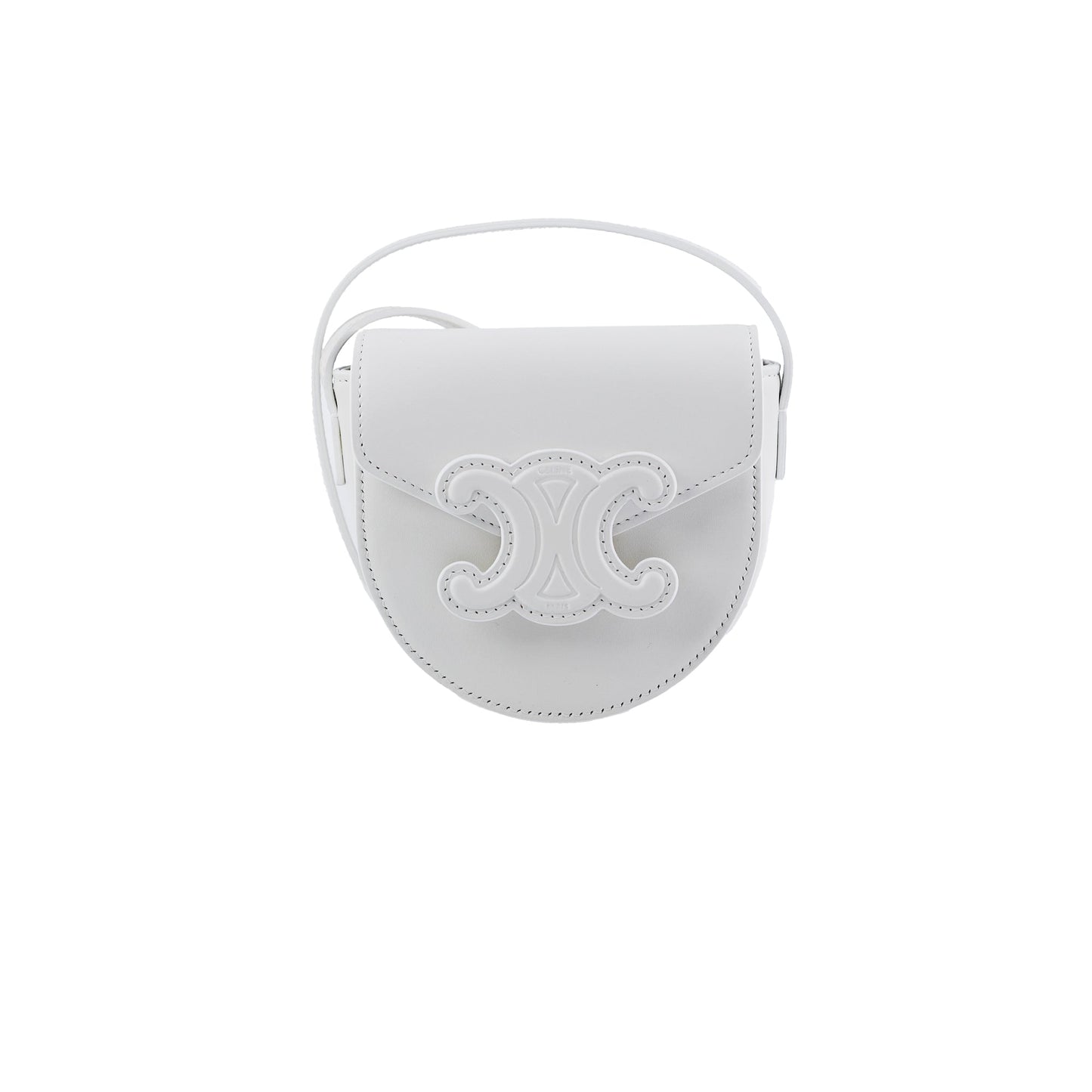 Luxury CELINE Cuir Mini Triomphe White Crossbody Bag