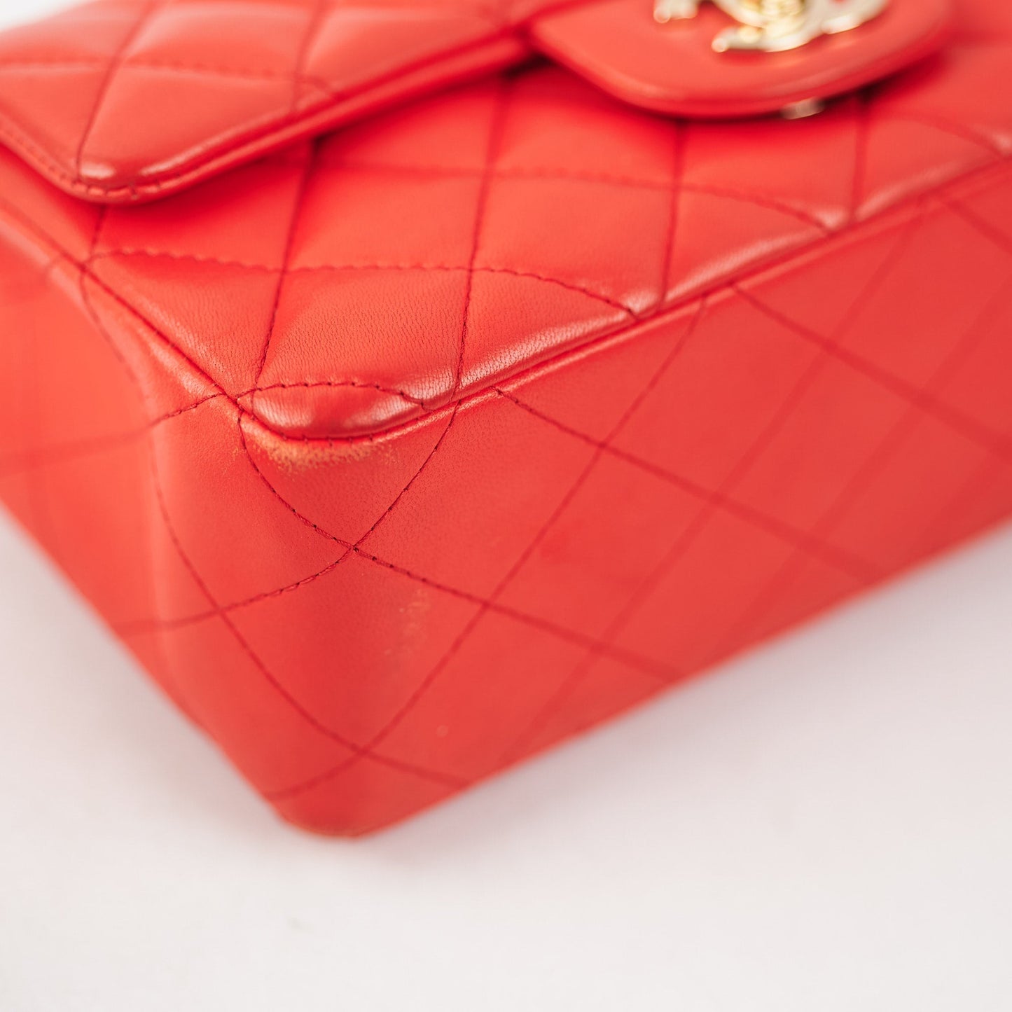 Chanel Quilted Mini Rectangular Red (orange undertone)