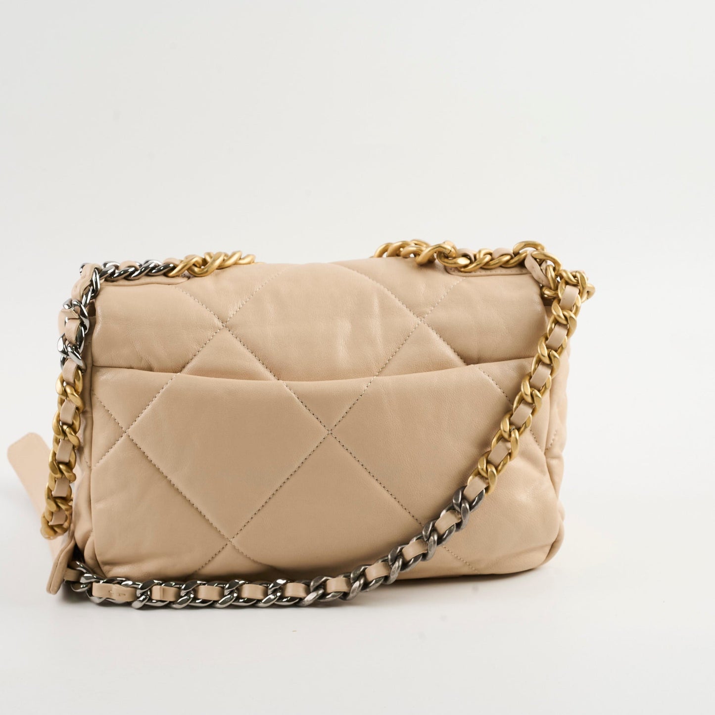 Chanel 19 Small Beige Lambskin Crossbody Bag Series 30