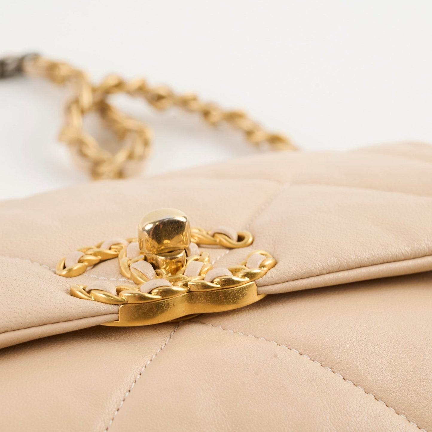 Chanel 19 Small Beige Lambskin Crossbody Bag Series 30