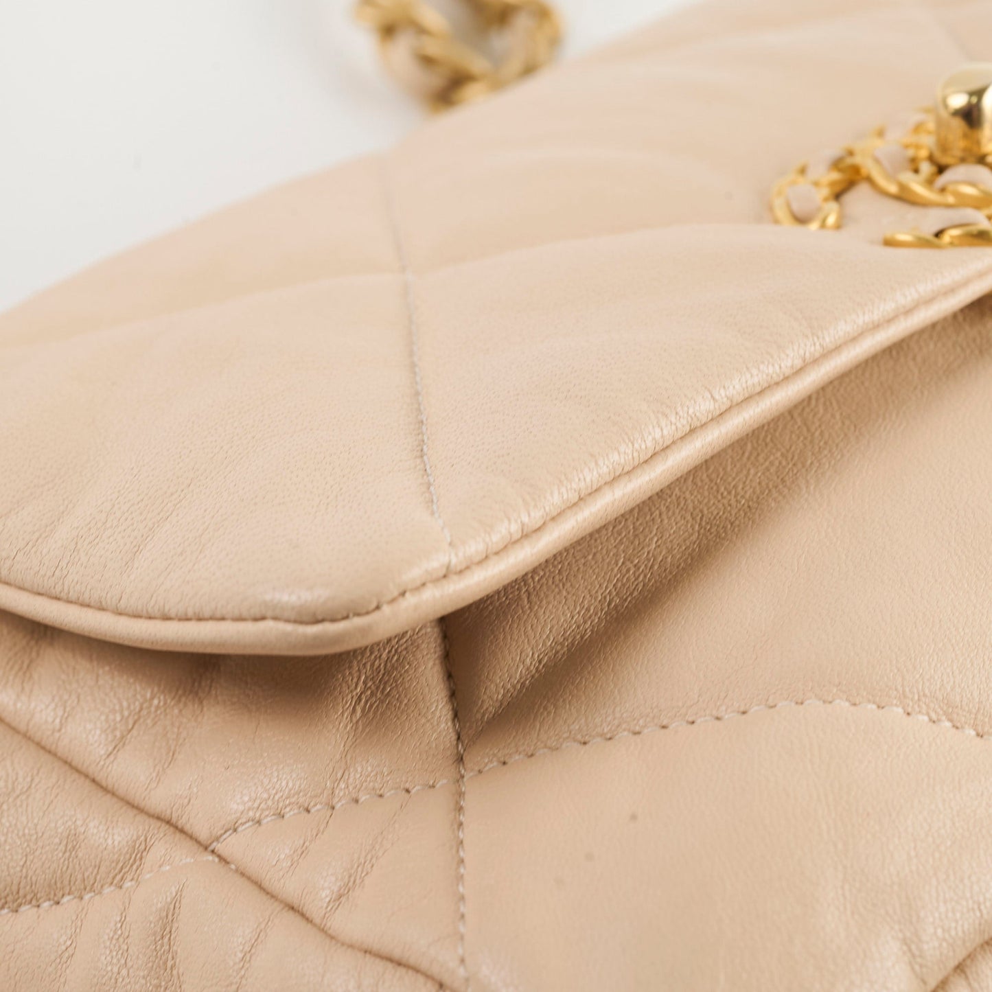 Chanel 19 Small Beige Lambskin Crossbody Bag Series 30