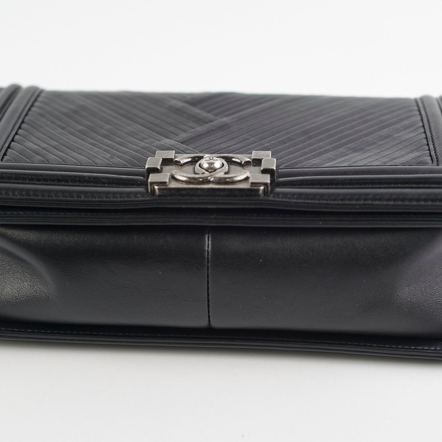 Chanel Old Medium Boy Chevron Black Bag