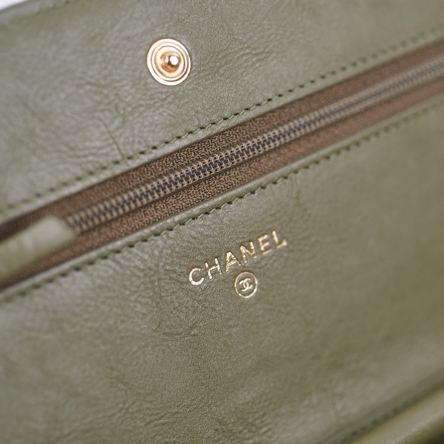 Chanel Wallet On Chain WOC Green Chevron