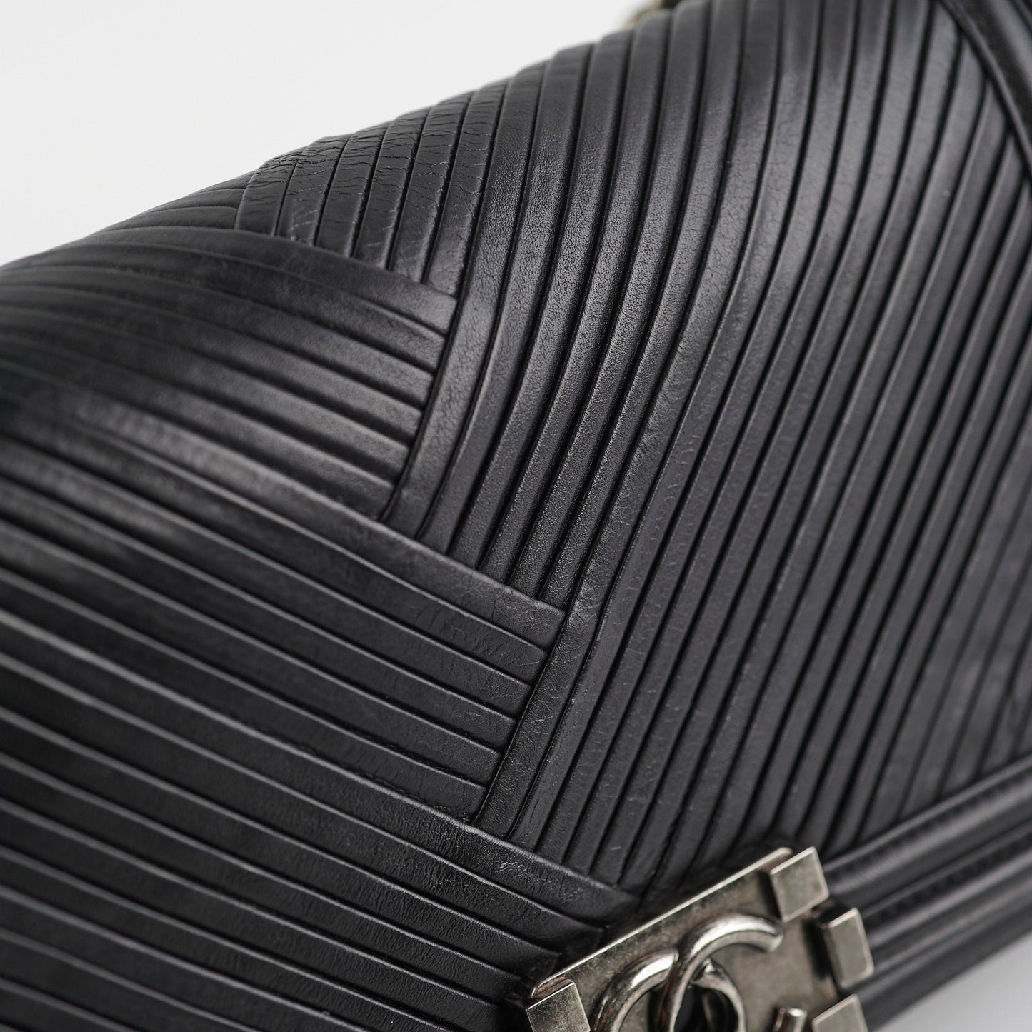 Chanel Old Medium Boy Chevron Black Bag