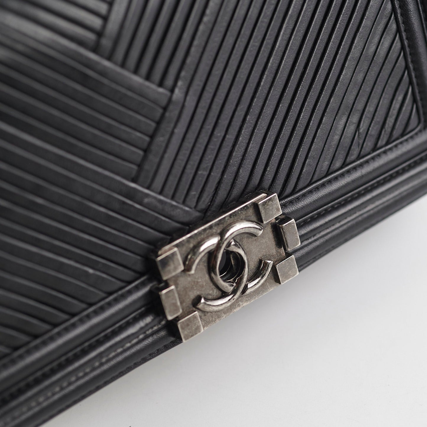 Chanel Old Medium Boy Chevron Black Bag