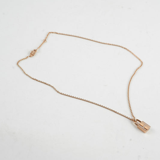 Hermes Kelly Cadenas Necklace Rose Gold with Diamonds