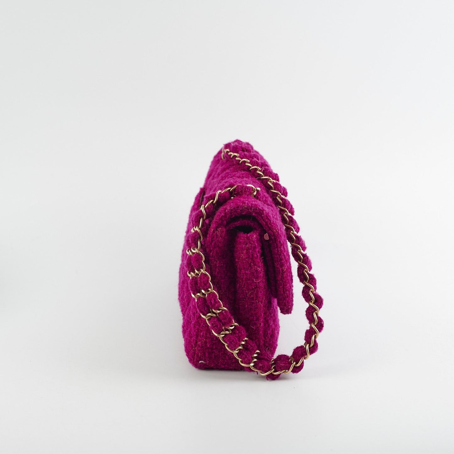Chanel M/L Tweed Purple Classic Flap Shoulder Bag