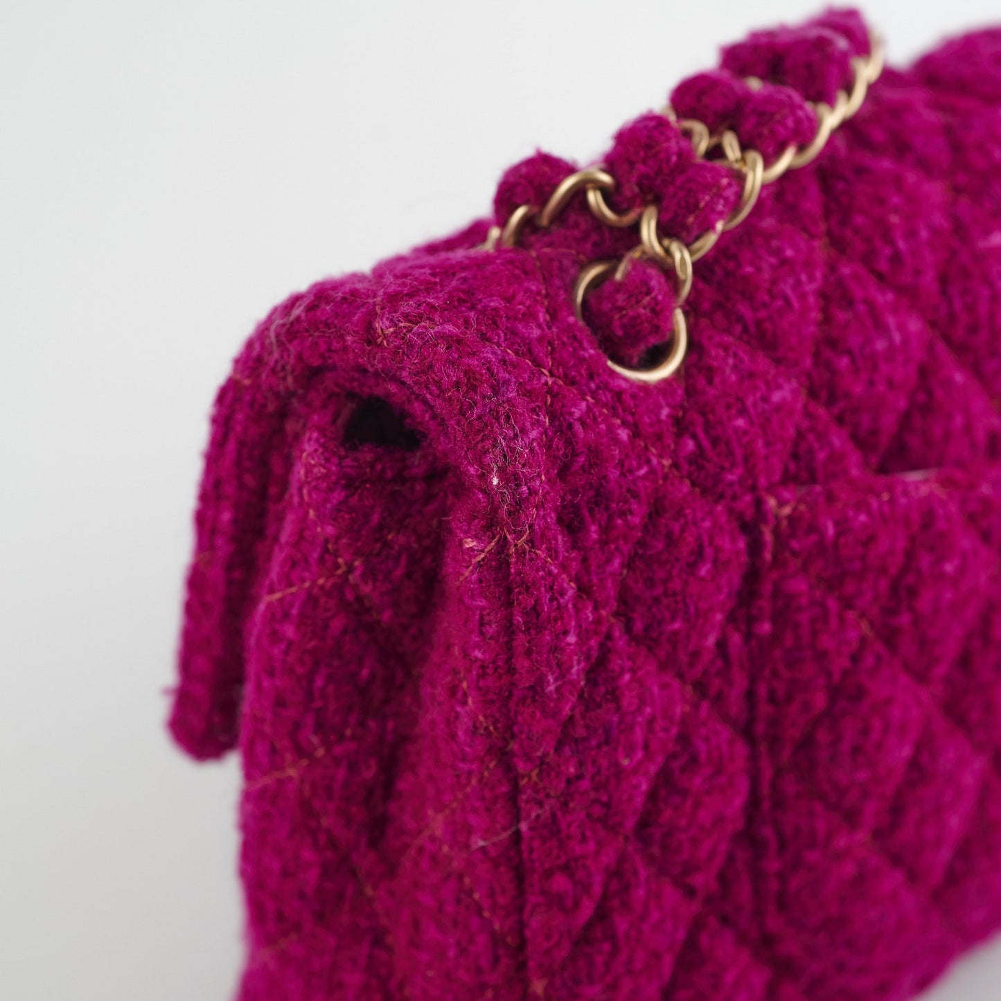 Chanel M/L Tweed Purple Classic Flap Shoulder Bag