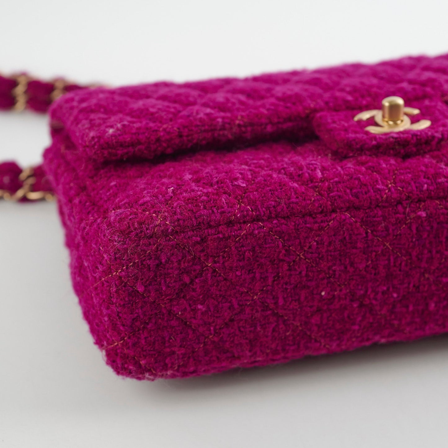 Chanel M/L Tweed Purple Classic Flap Shoulder Bag