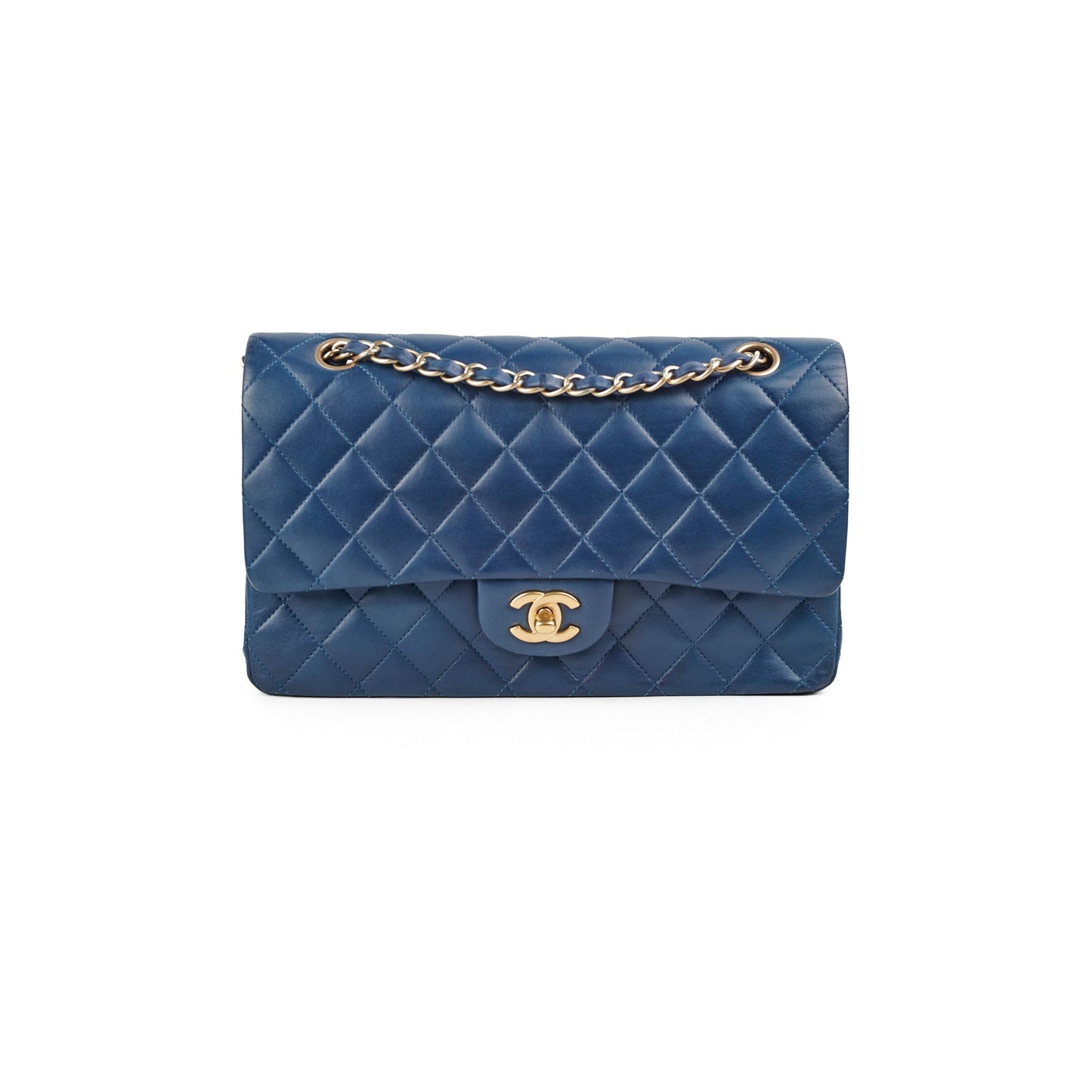 Deal of The Week - Chanel Classic Flap Medium/Large M/L Lambskin Blue - Series 13
