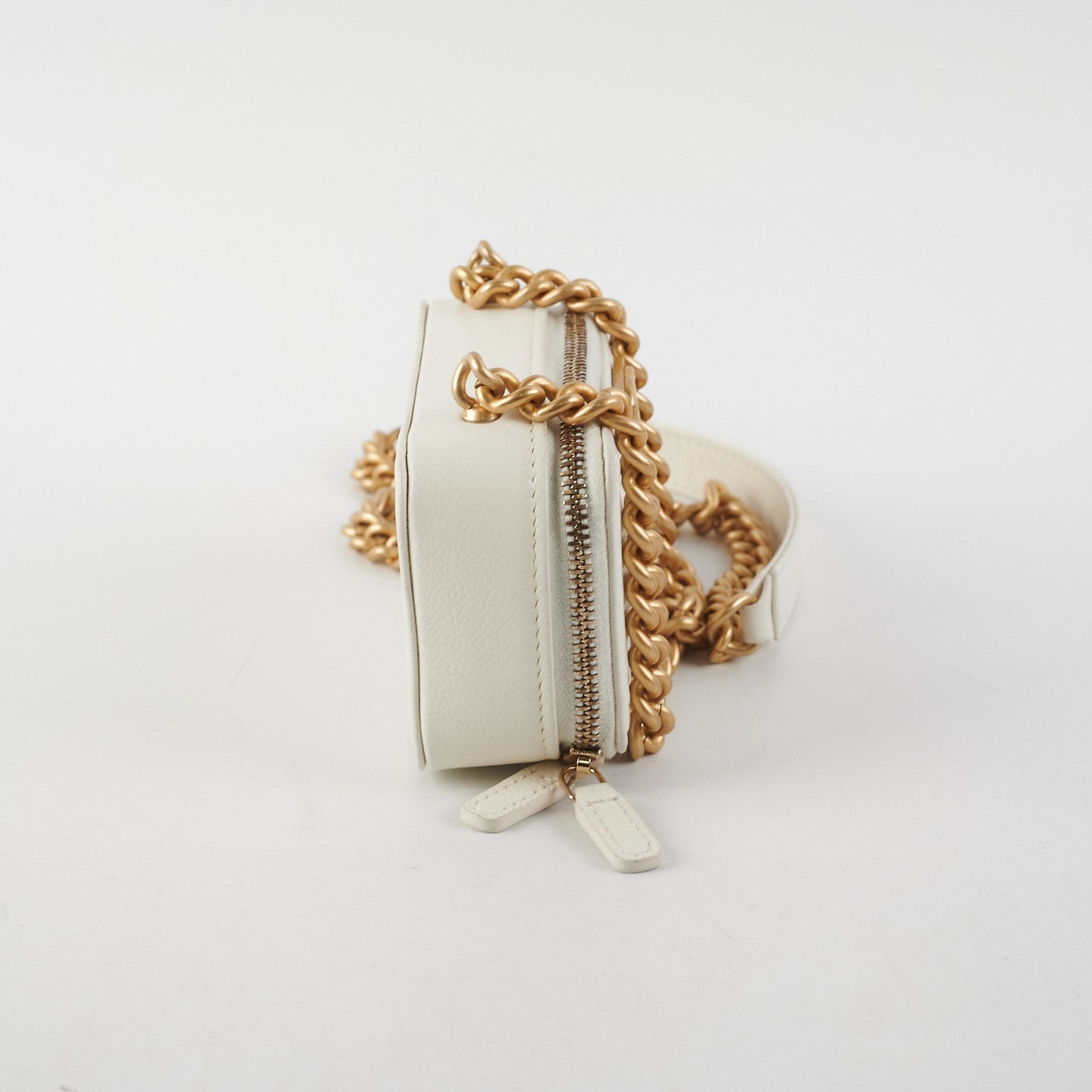 Chanel Caviar Micro Boy Card holder on Chain White