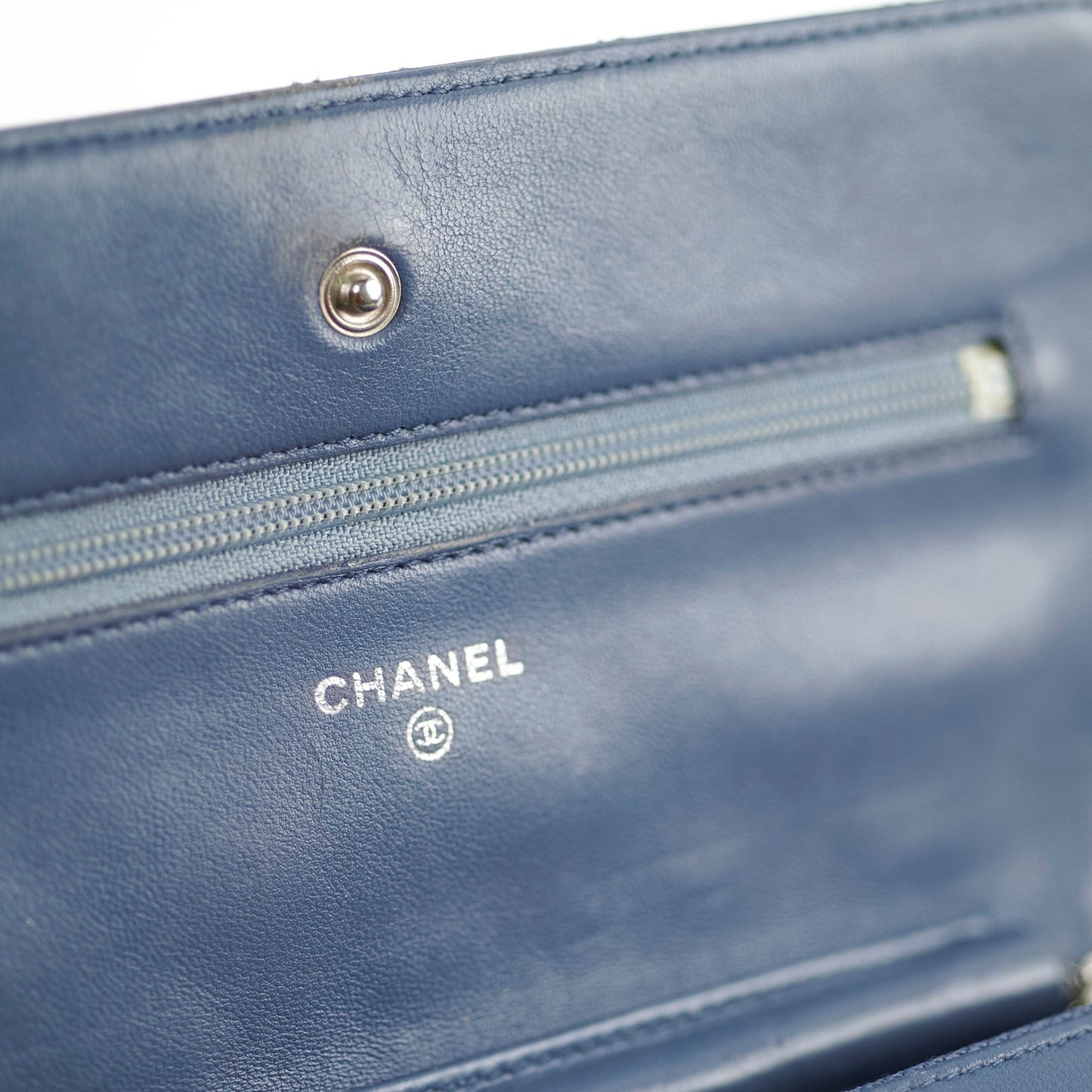 Chanel Wallet On Chain WOC Blue Lambskin Crossbody Bag