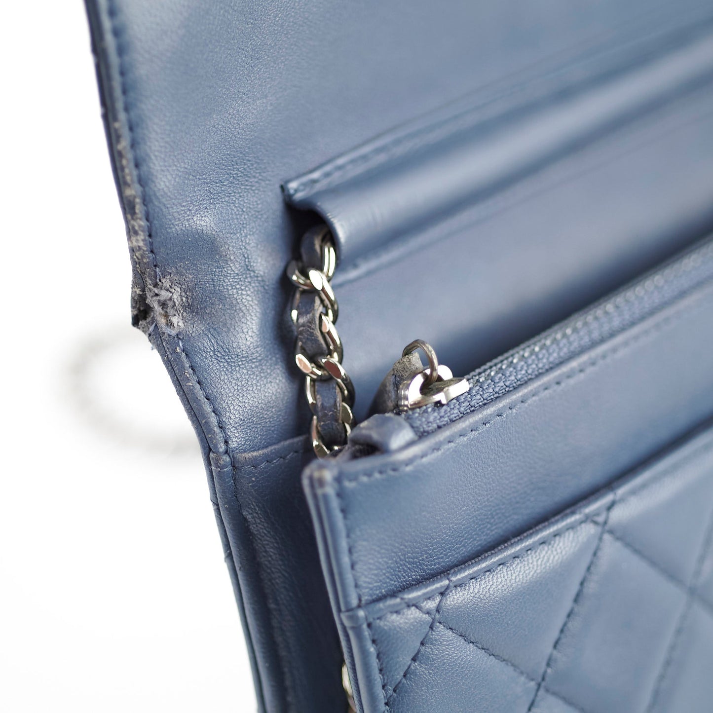 Chanel Wallet On Chain WOC Blue Lambskin Crossbody Bag
