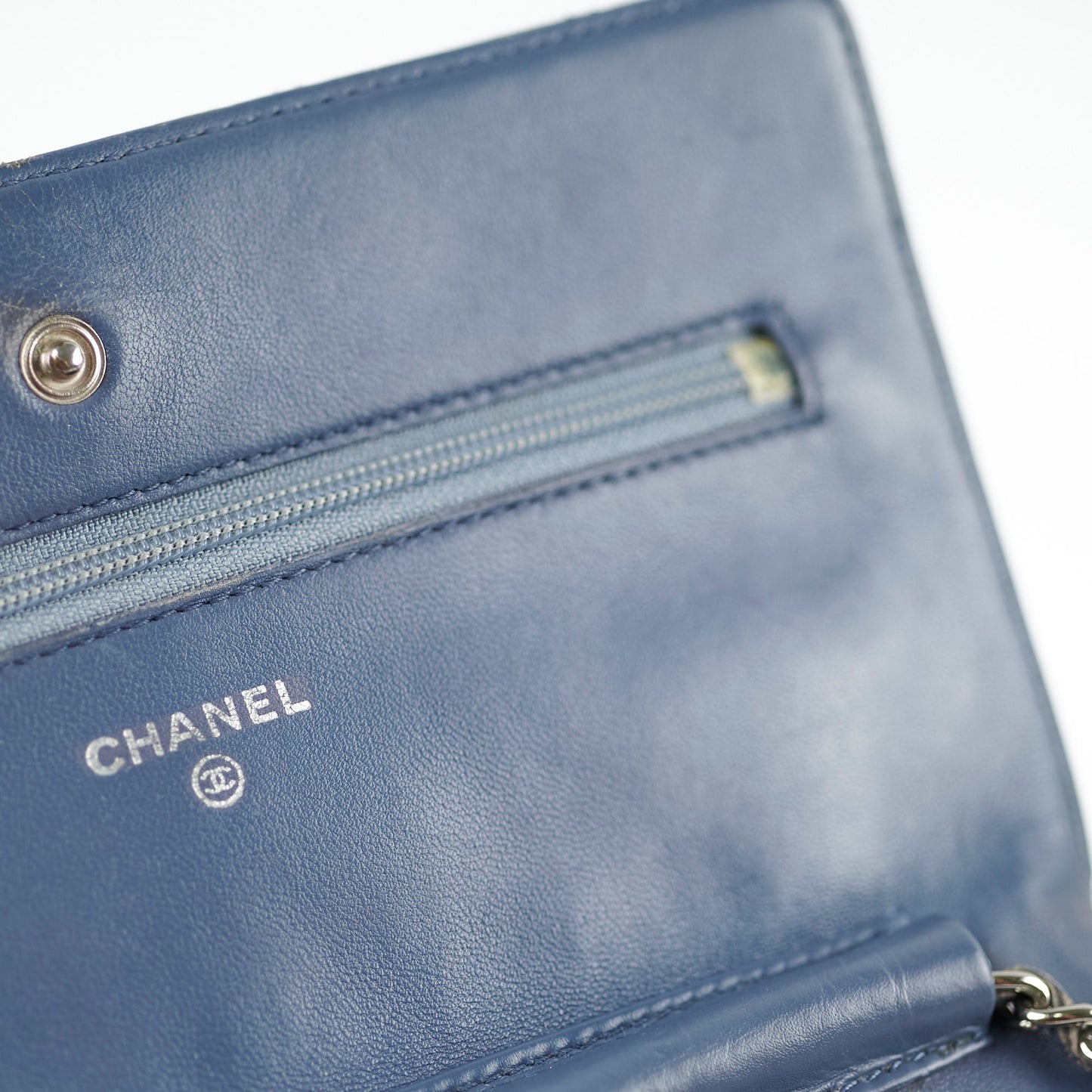 Chanel Wallet On Chain WOC Blue Lambskin Crossbody Bag