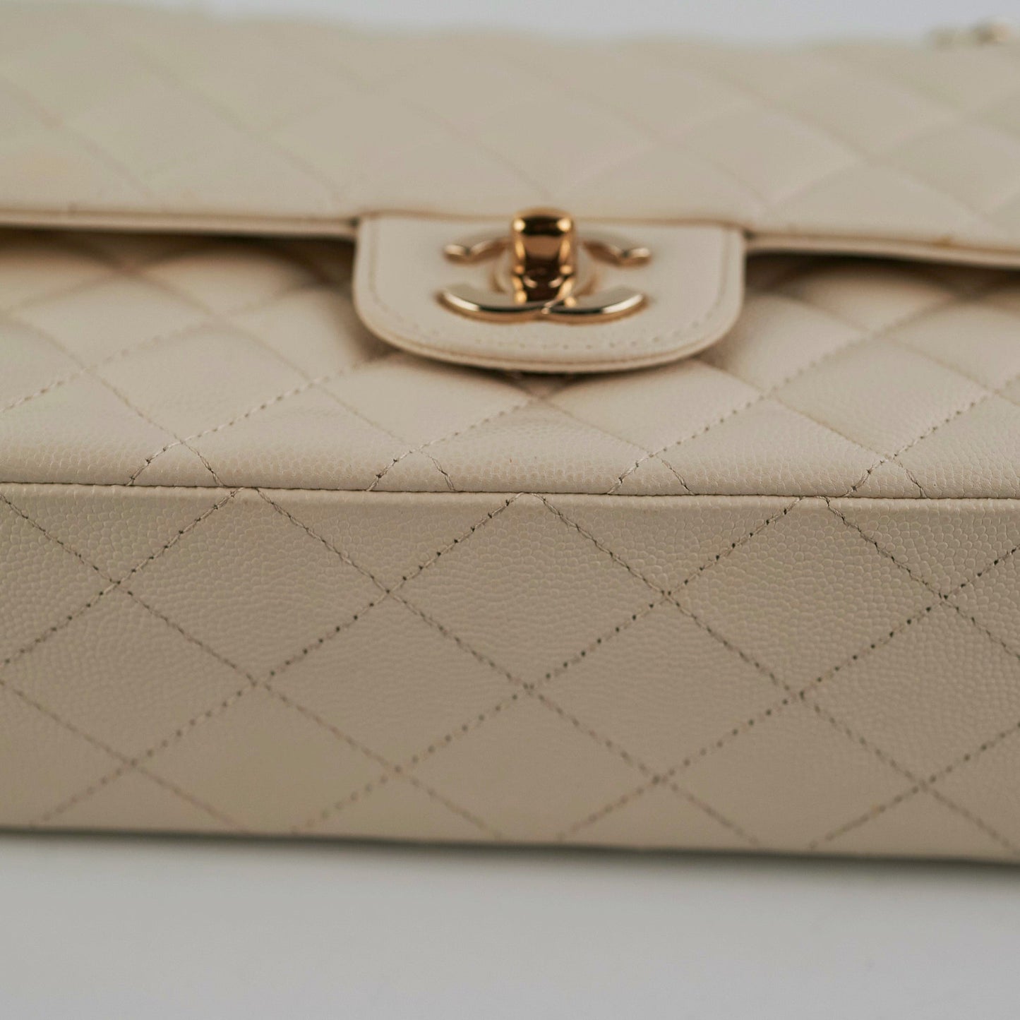 Chanel Quilted Caviar Medium/Large Double Flap Ivory
