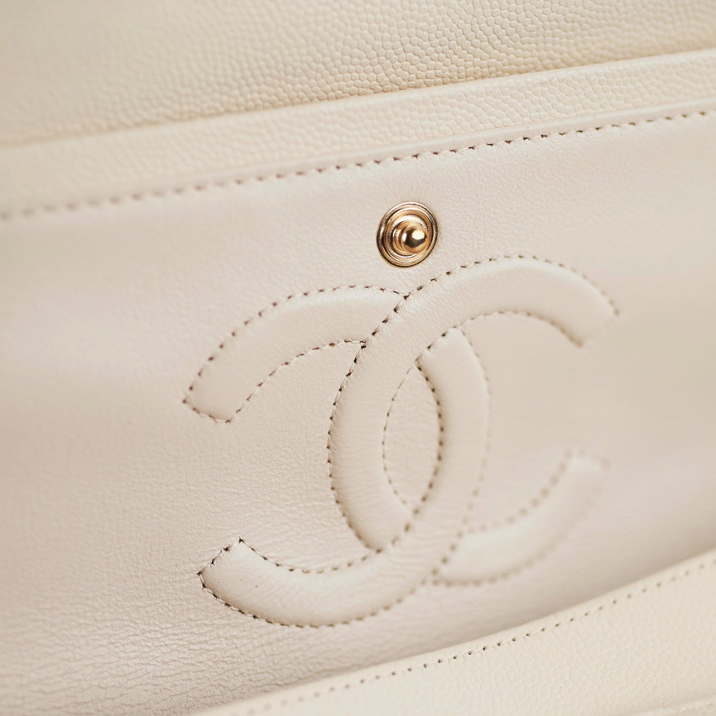 Chanel Quilted Caviar Medium/Large Double Flap Ivory
