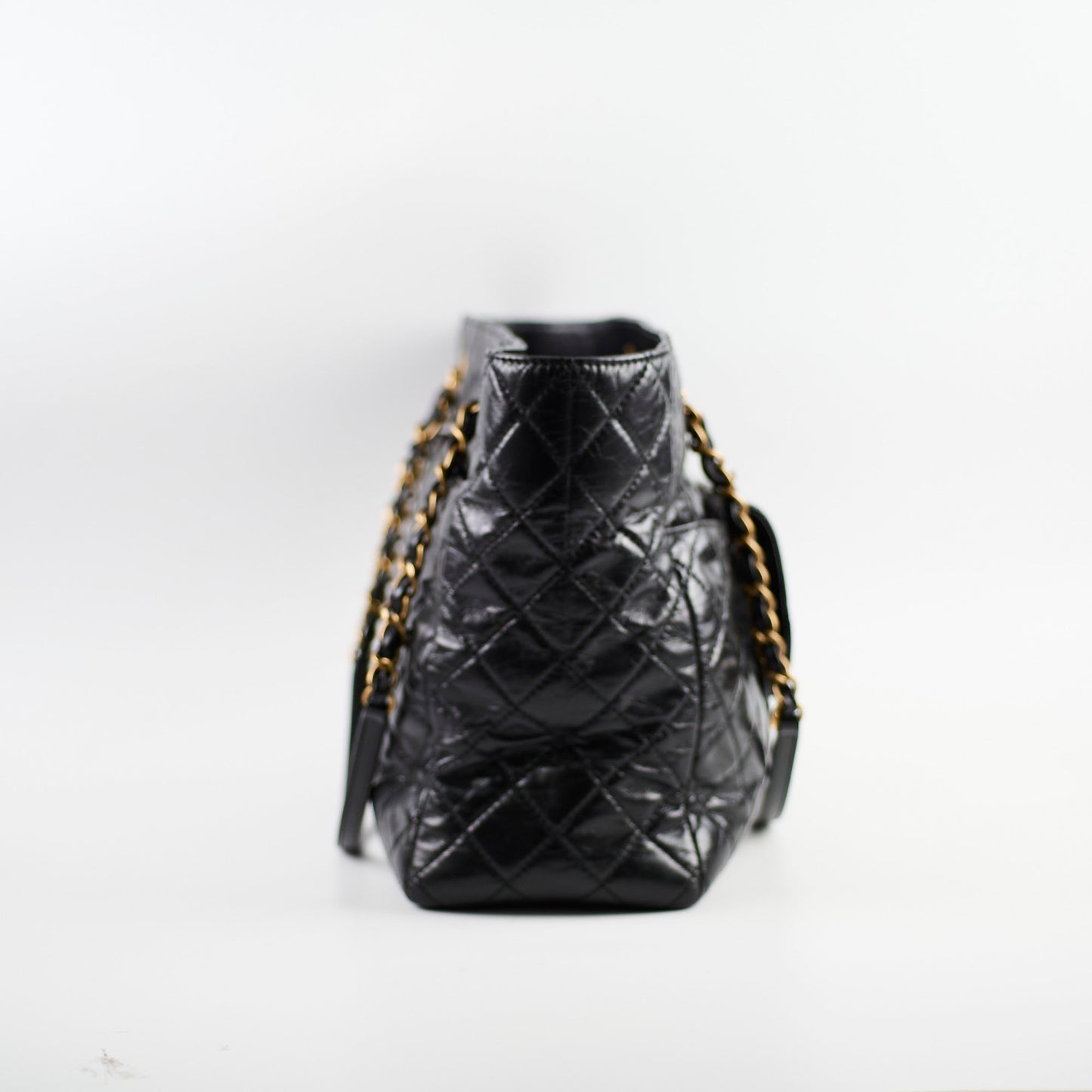 Chanel Shiny Large Front Pocket Calfskin Tote Black