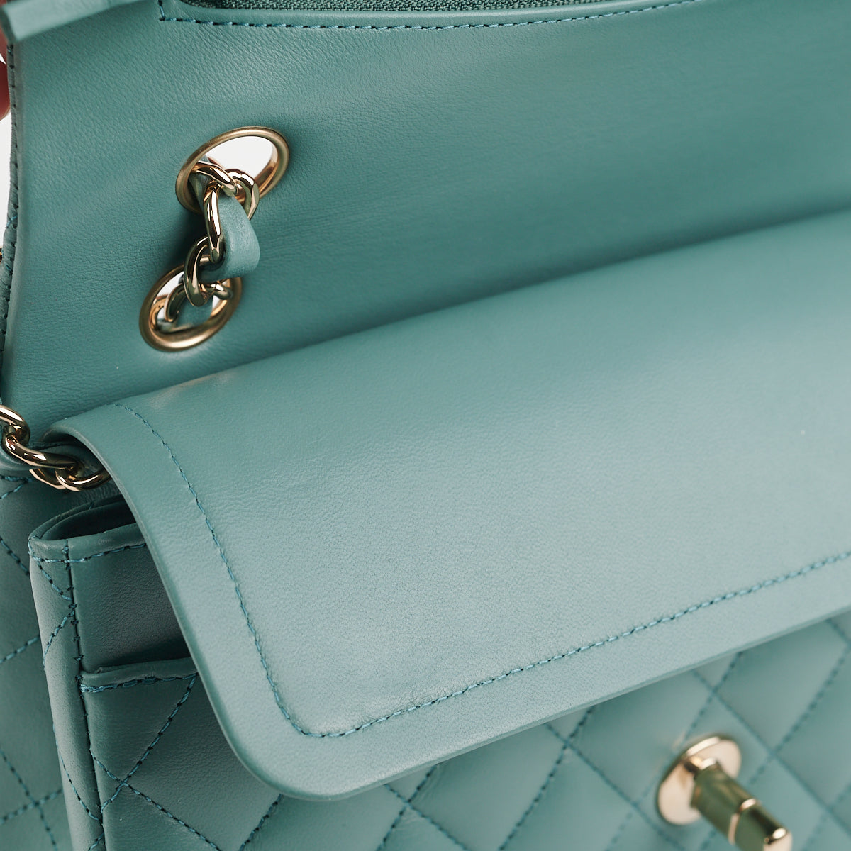 Chanel Classic Flap Small Lambskin Turquoise Green (Microchipped)