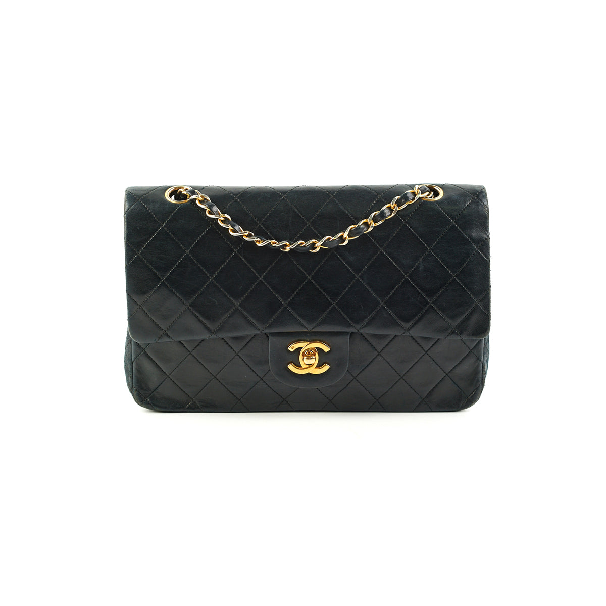 Chanel  Quilted Lambskin Medium/Large Black 24k GHW