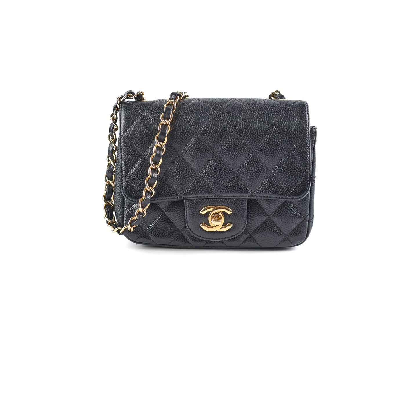 Chanel Mini Square Caviar Bag GHW Black