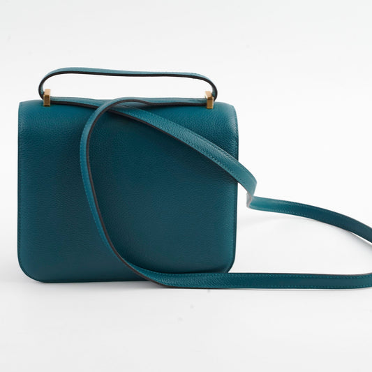 Hermes Mini Constance Vert Bosphore GHW D Stamp