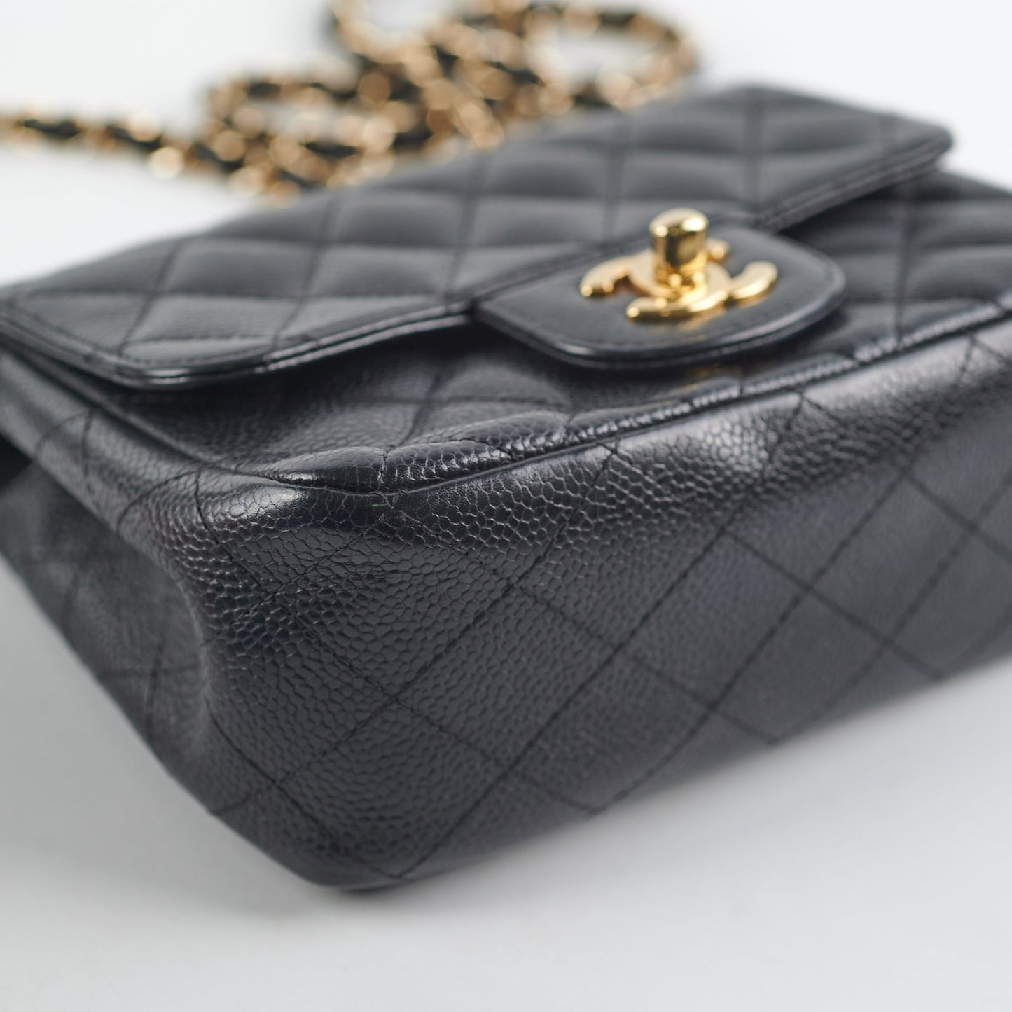 Chanel Mini Square Caviar Bag GHW Black