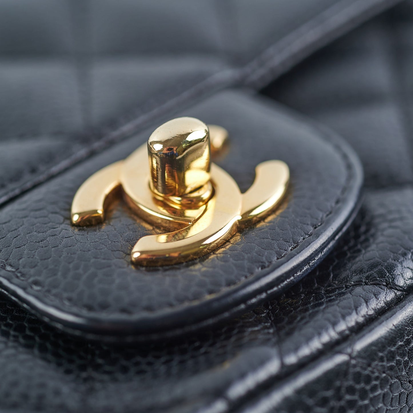 Chanel Mini Square Caviar Bag GHW Black