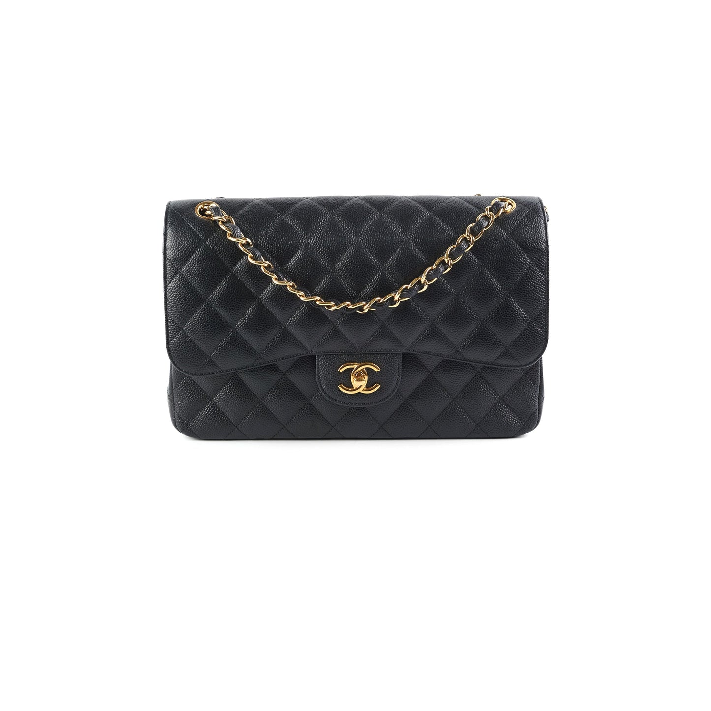 Chanel Quilted Caviar Double Flap Jumbo Black