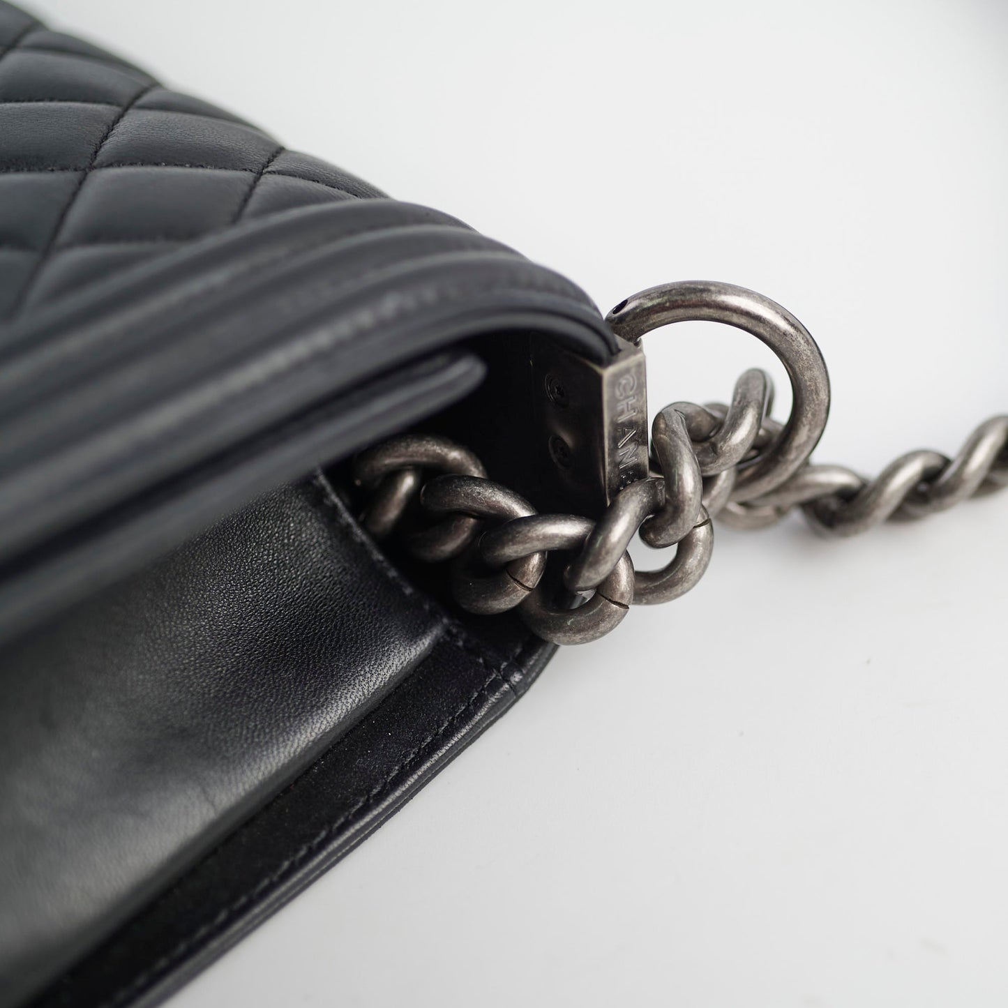 Chanel Old Medium Boy Black Lambskin - Series 23