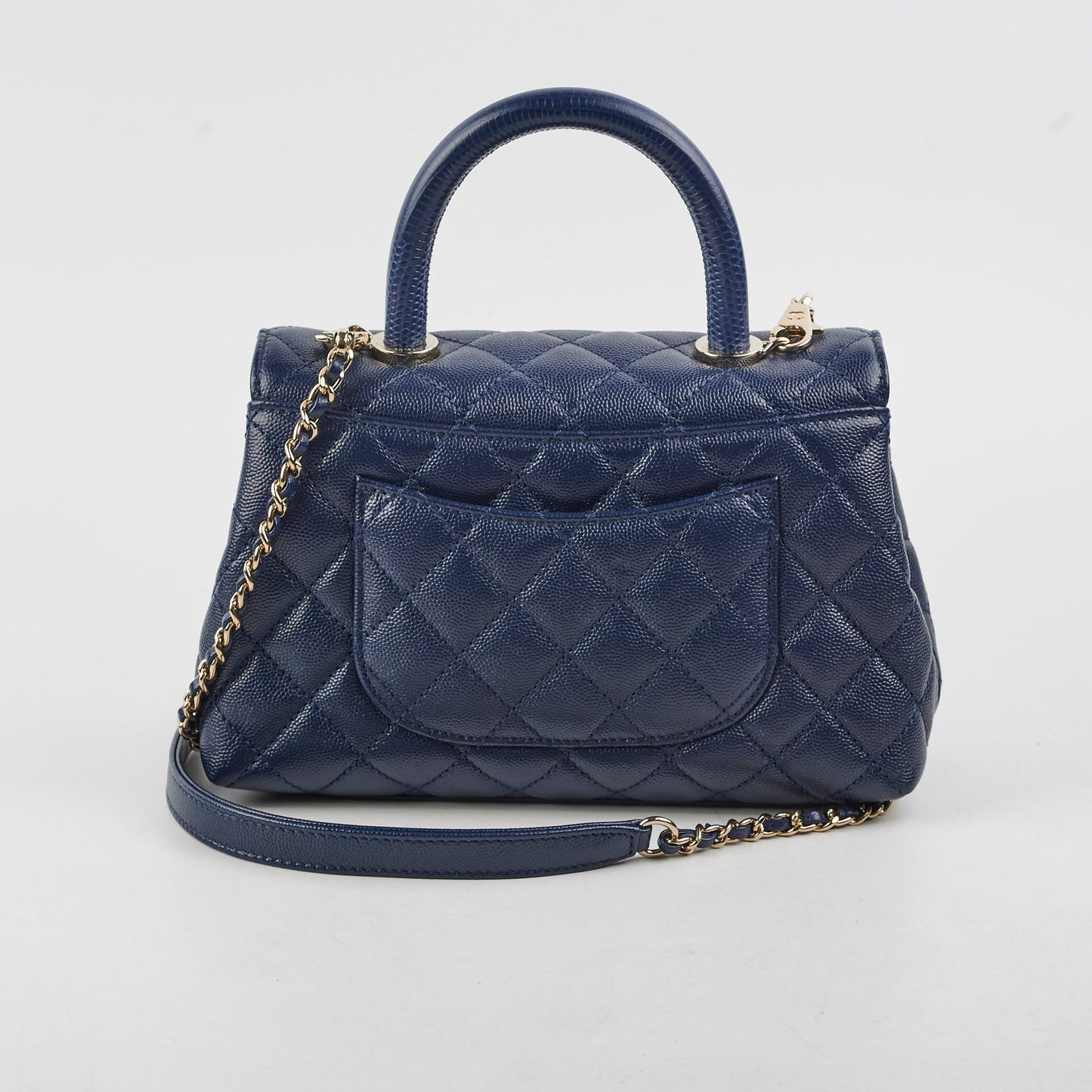Chanel Coco Handle Small Caviar Navy - Microchipped