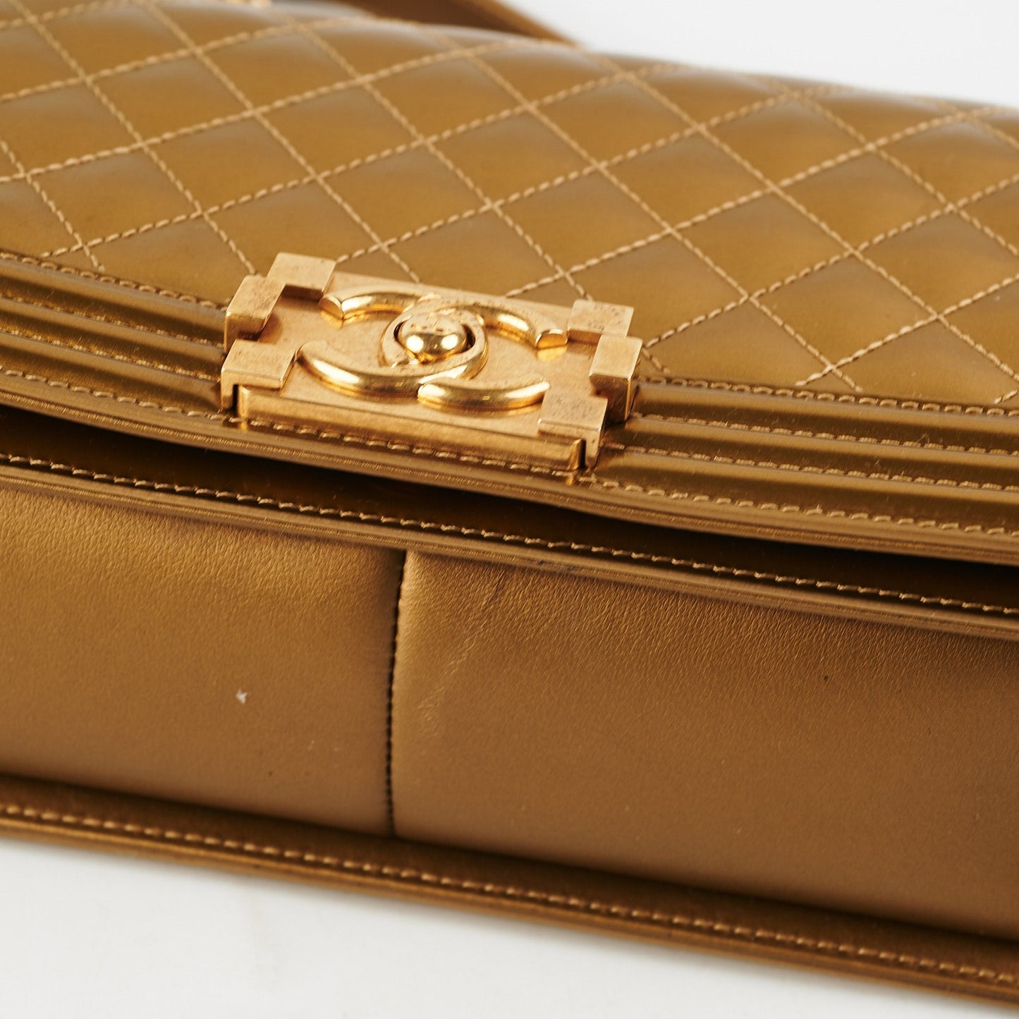 Chanel Medium Boy Patent Gold