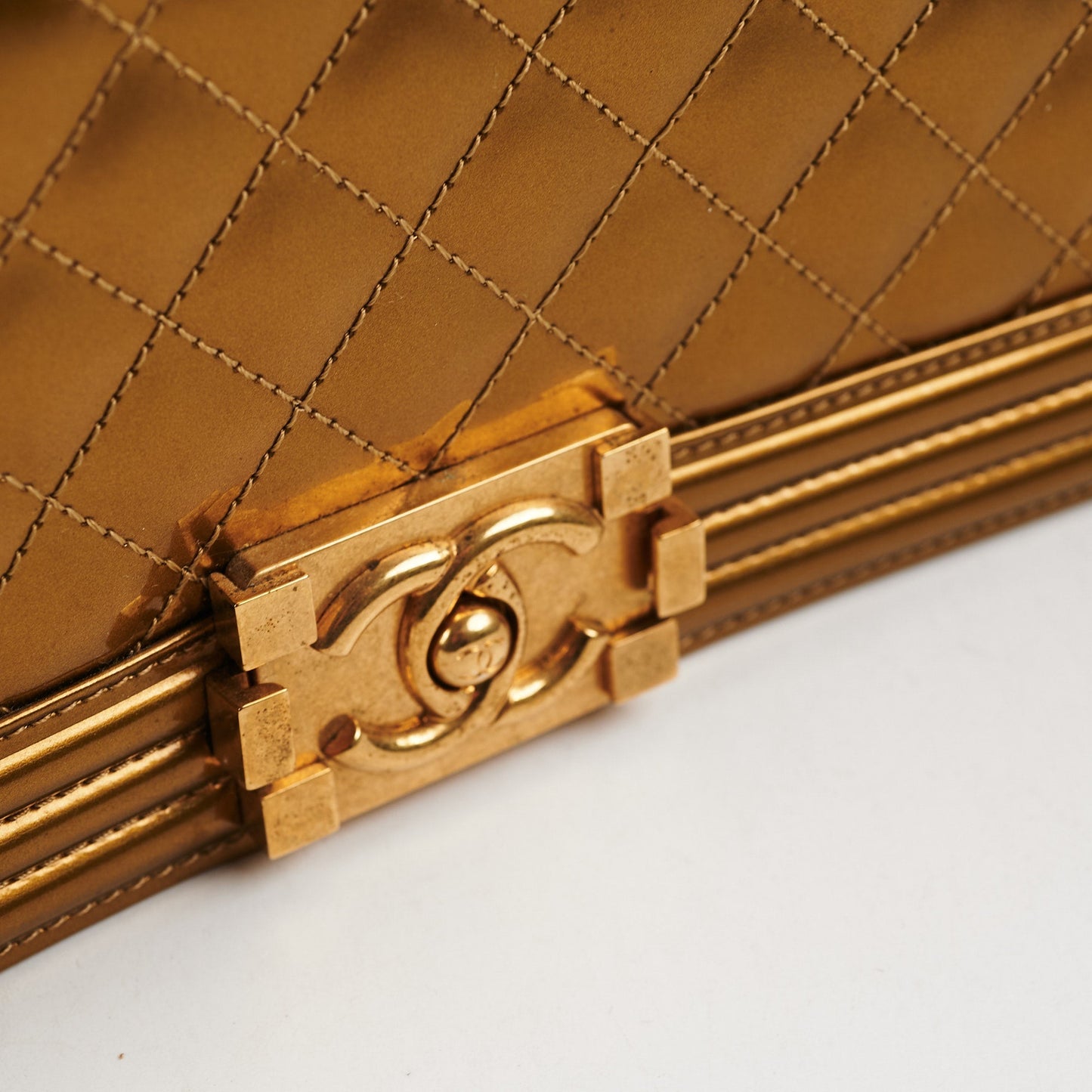 Chanel Medium Boy Patent Gold