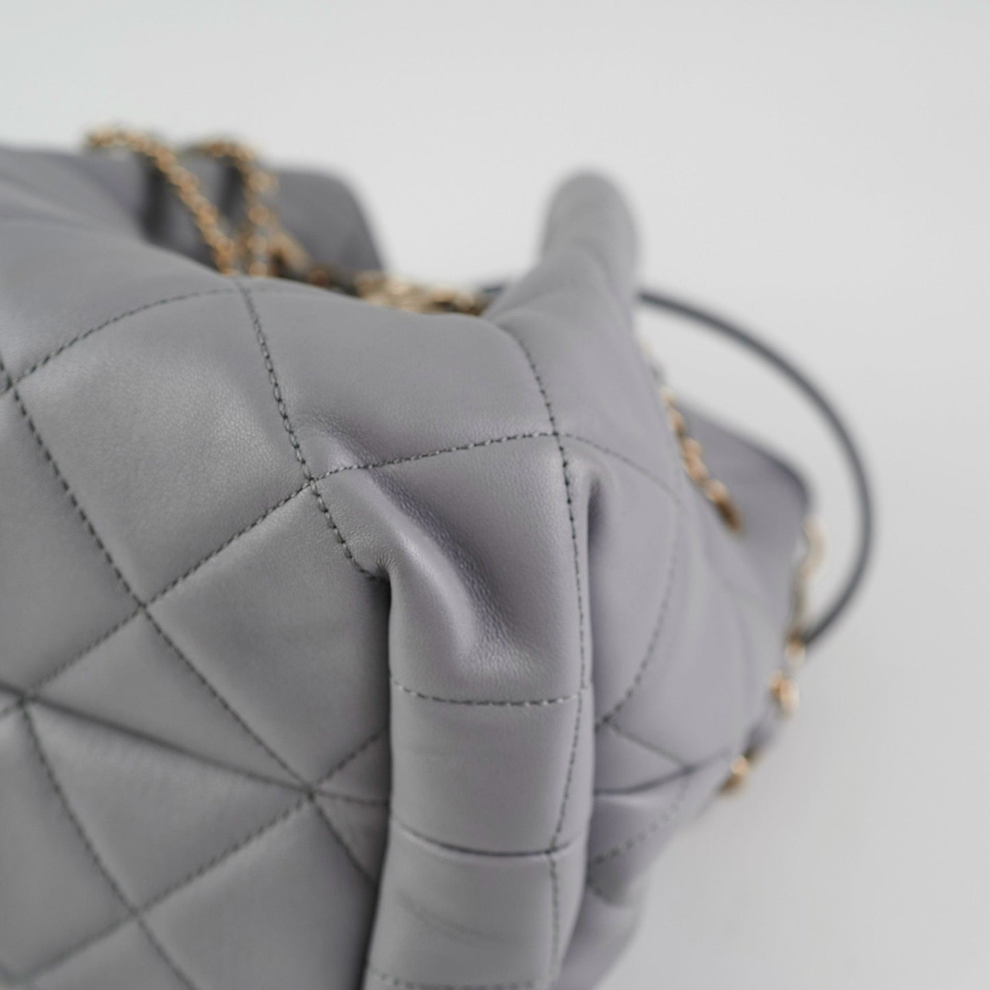 ITEM 28 - Chanel Lambskin Grey Bucket Bag