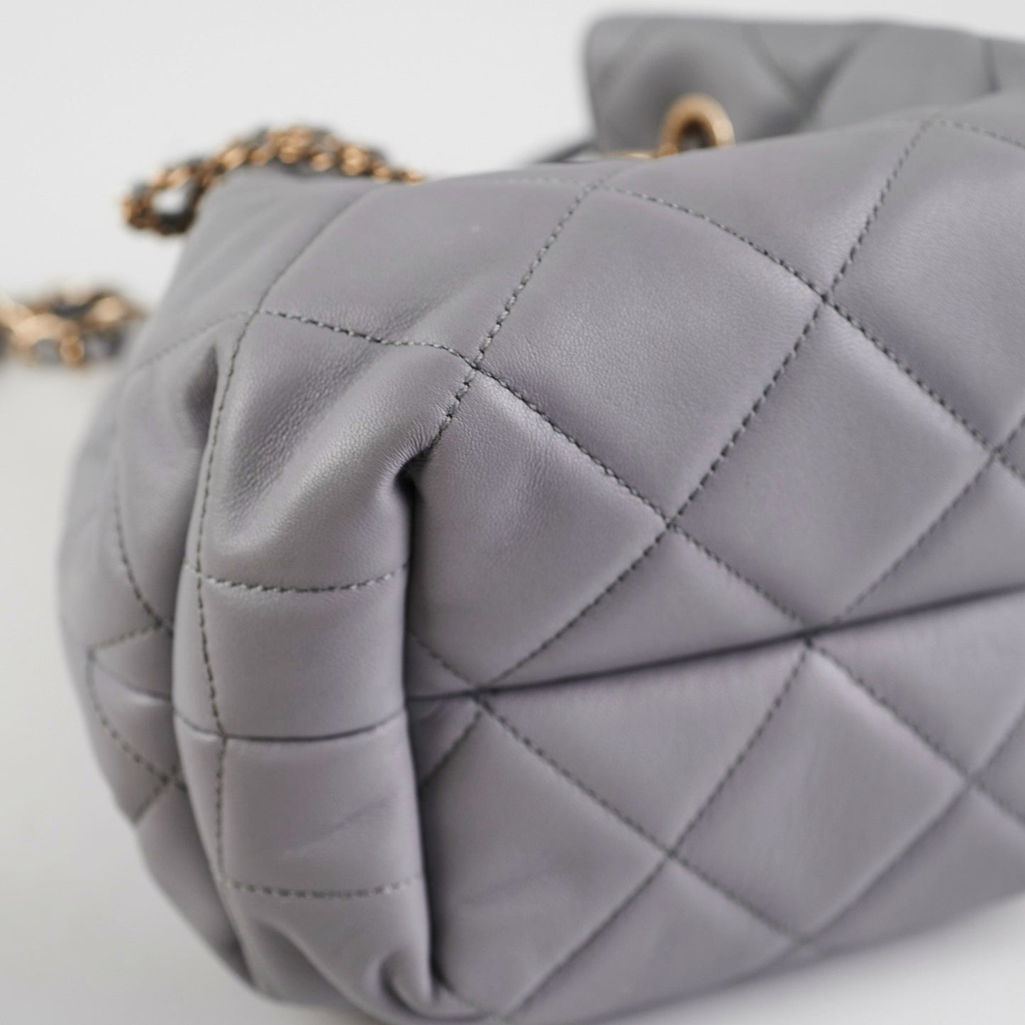 ITEM 28 - Chanel Lambskin Grey Bucket Bag