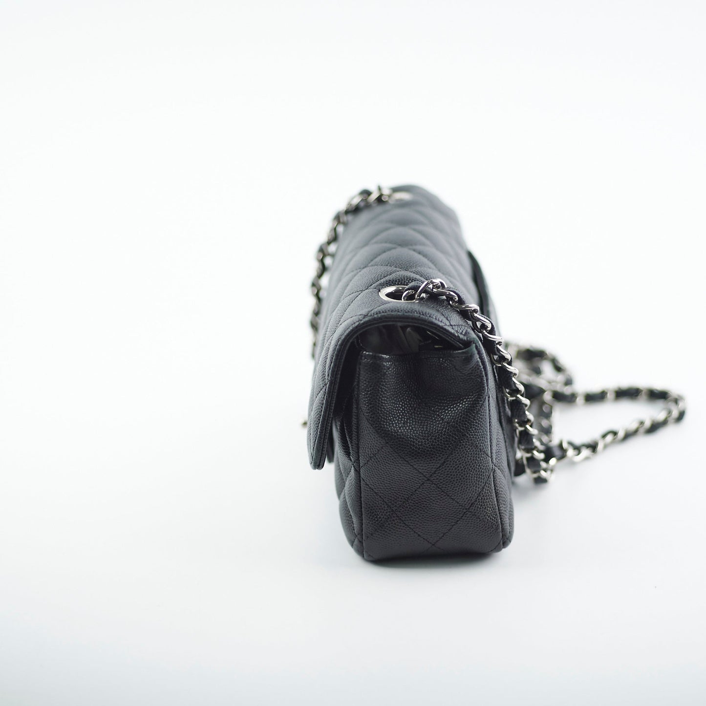 Chanel Mini Rectangular Black Caviar with Edge Stitching Crossbody Bag