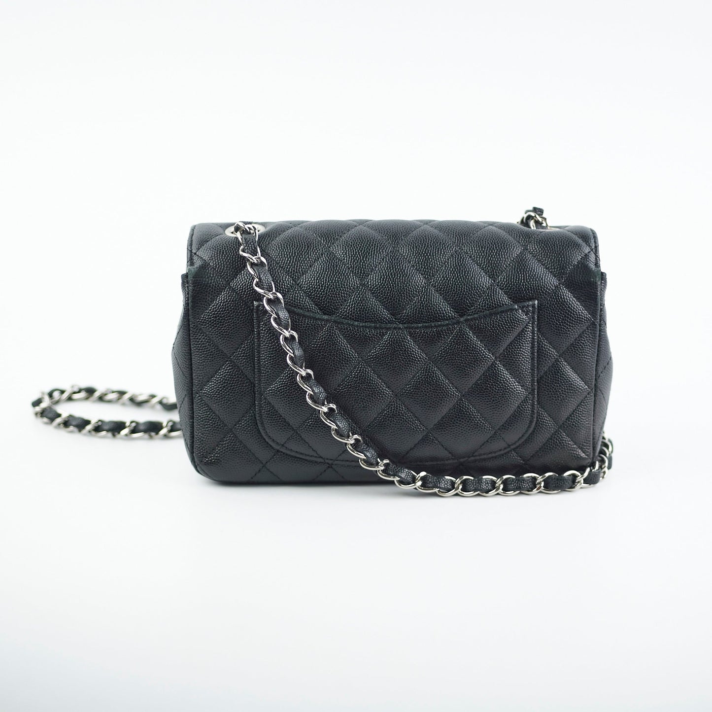 Chanel Mini Rectangular Black Caviar with Edge Stitching Crossbody Bag