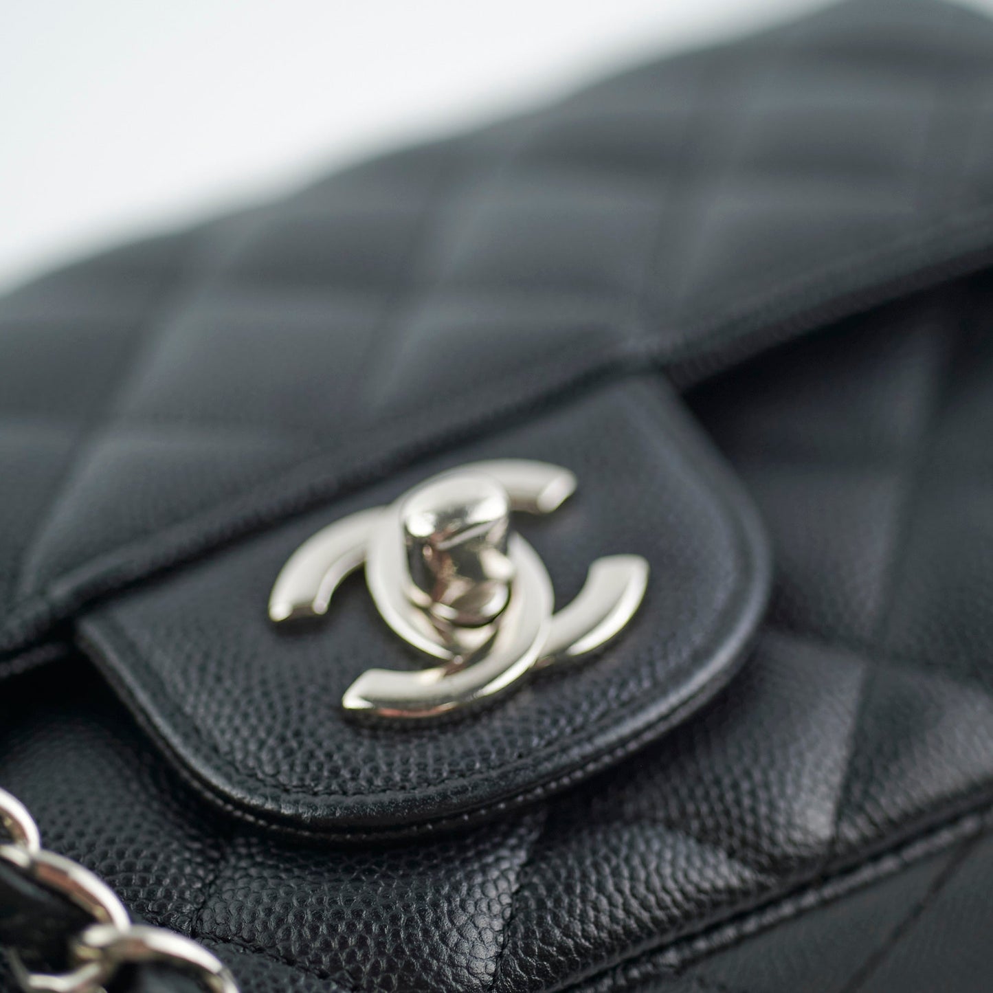 Chanel Mini Rectangular Black Caviar with Edge Stitching Crossbody Bag
