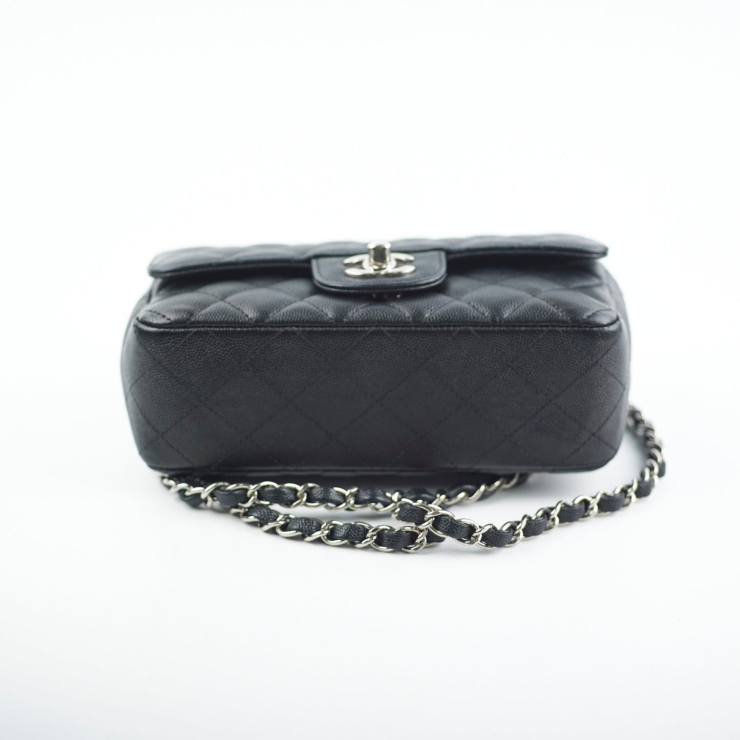 Chanel Mini Rectangular Black Caviar with Edge Stitching Crossbody Bag