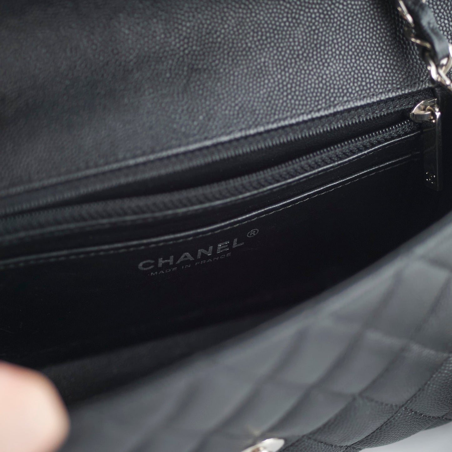 Chanel Mini Rectangular Black Caviar with Edge Stitching Crossbody Bag