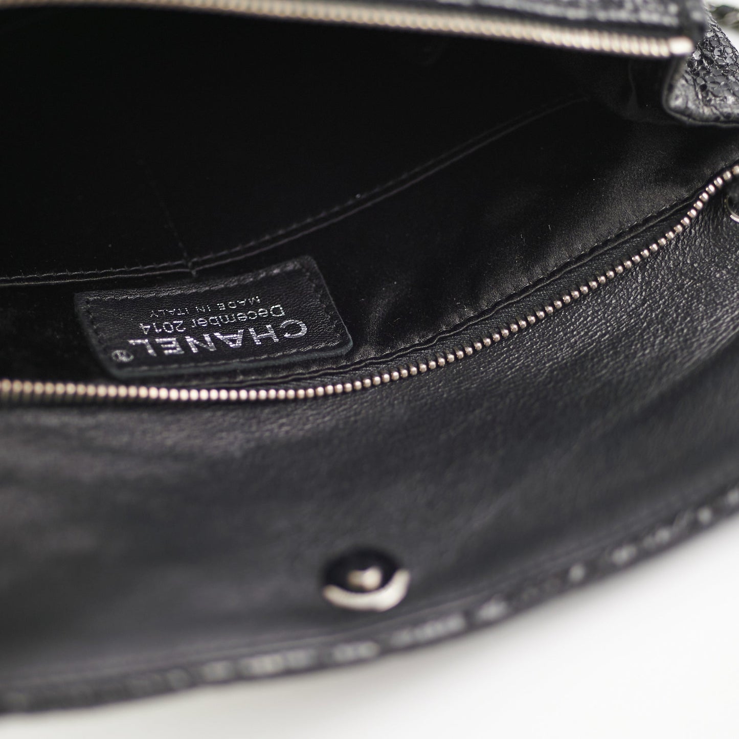 Chanel Black Glittered Calfskin Chain Crossbody Shoulder Bag Wallet Black