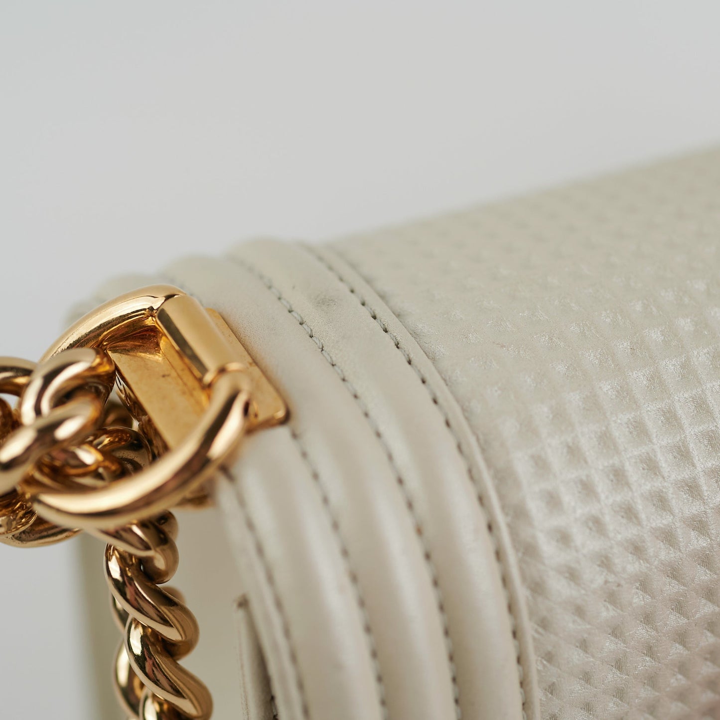 Chanel Old Medium Cube Embossed Boy White