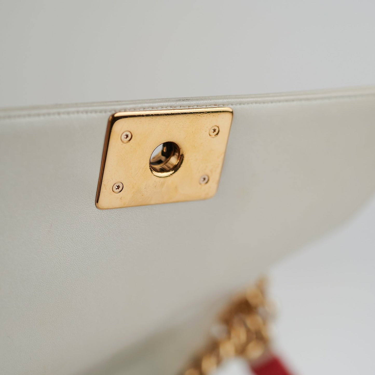 Chanel Old Medium Cube Embossed Boy White