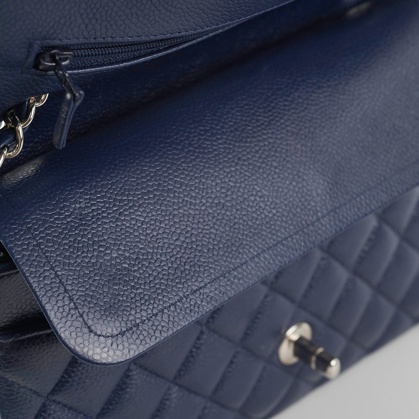 Chanel Classic Flap Medium/Large Caviar Blue Shoulder Bag