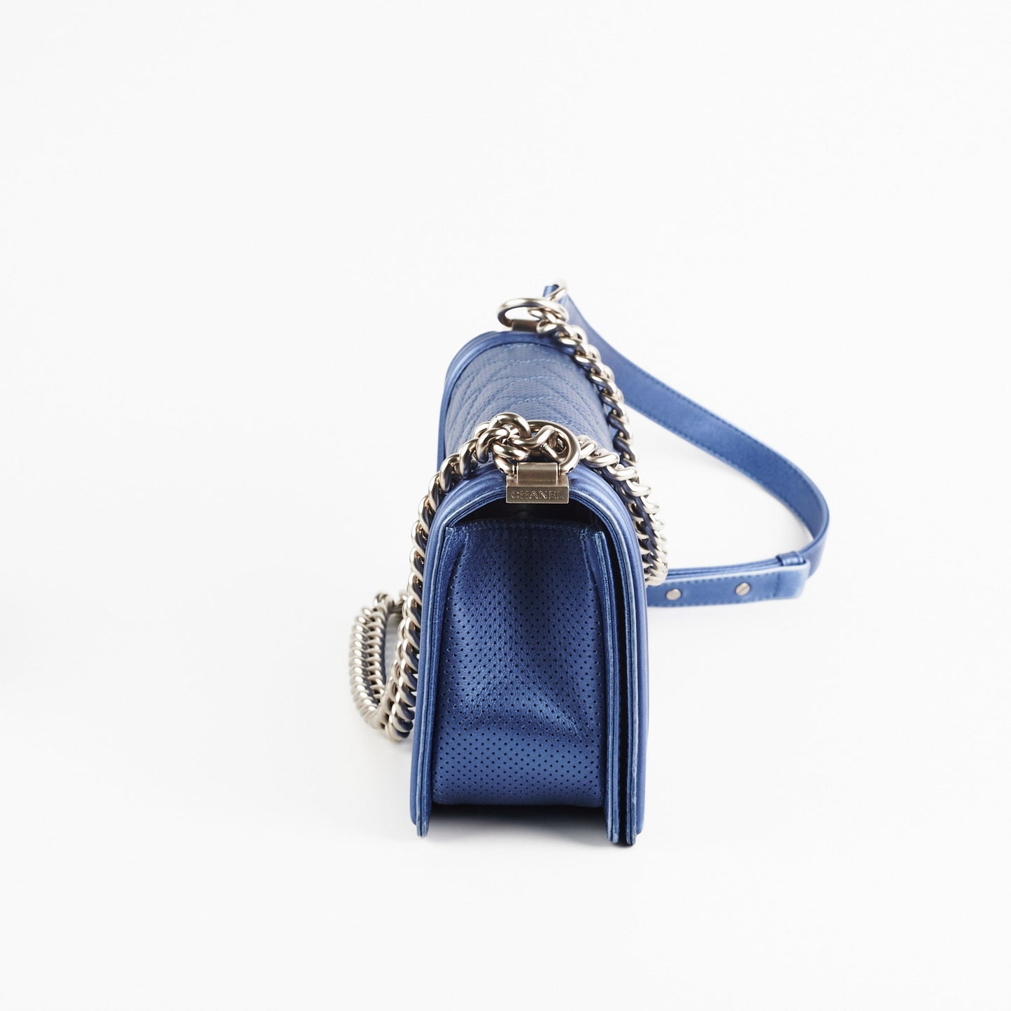 Chanel Old Medium Boy Metallic Blue