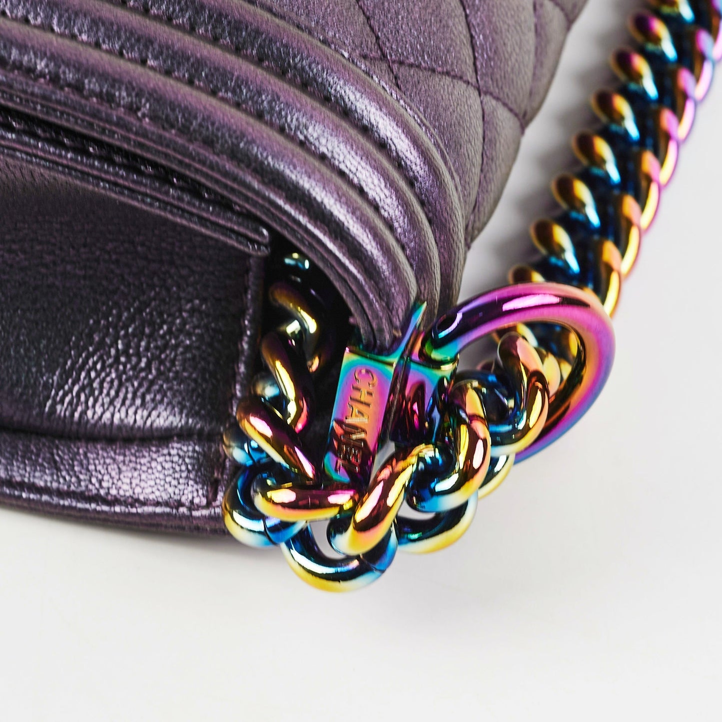 Chanel Small Boy Mermaid Iridescent Purple Shoulder Bag