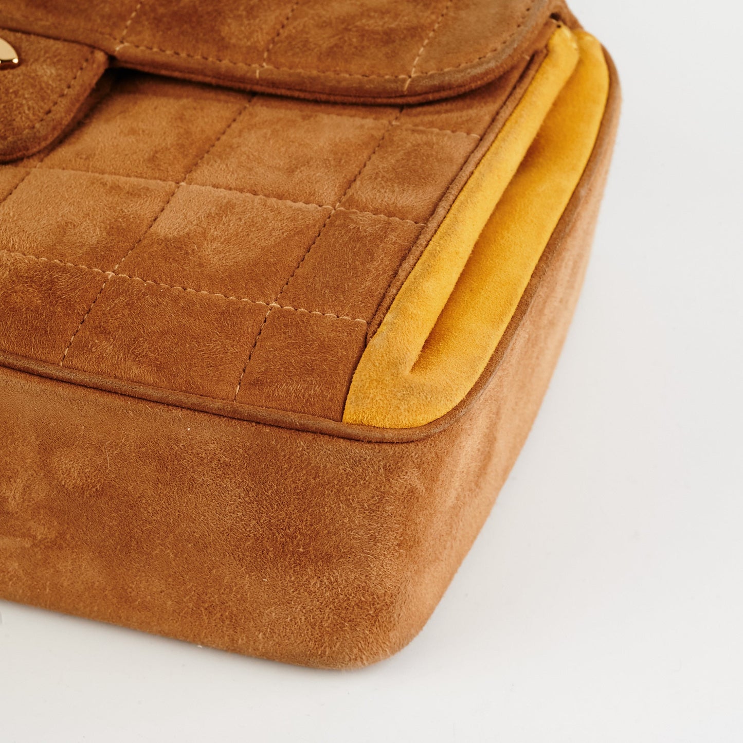 Chanel  Quilted Suede Top Handle Bag Tan